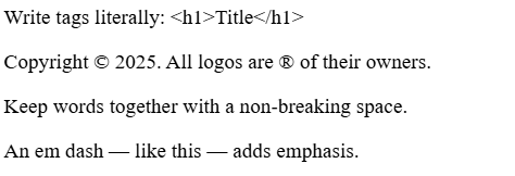 Result of the HTML code